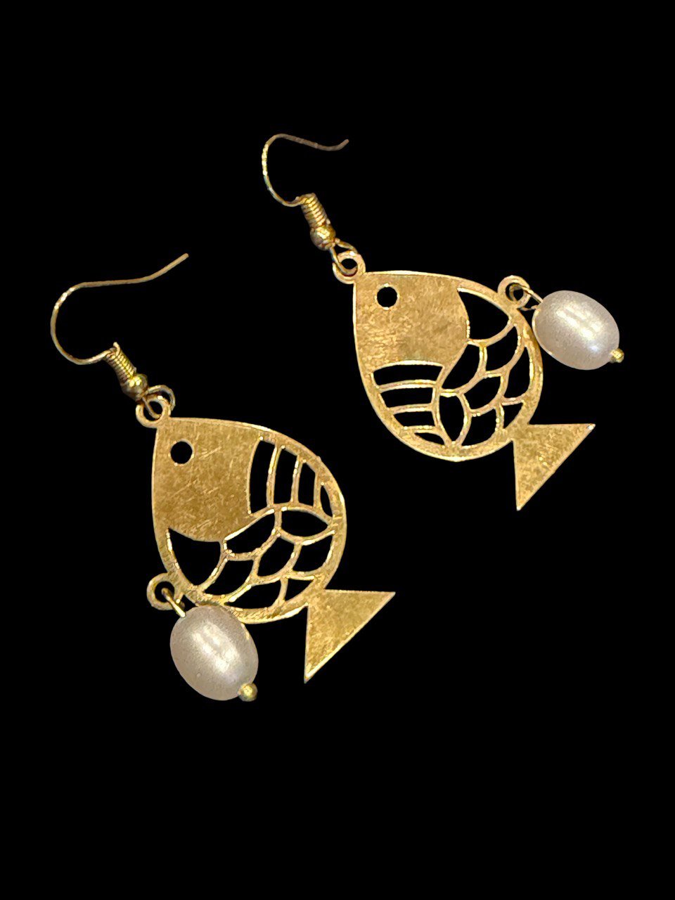 Golden Fish Pearl Earrings